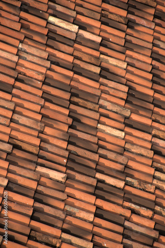 Terracotta roof tiles in Bergamo, Lombardy