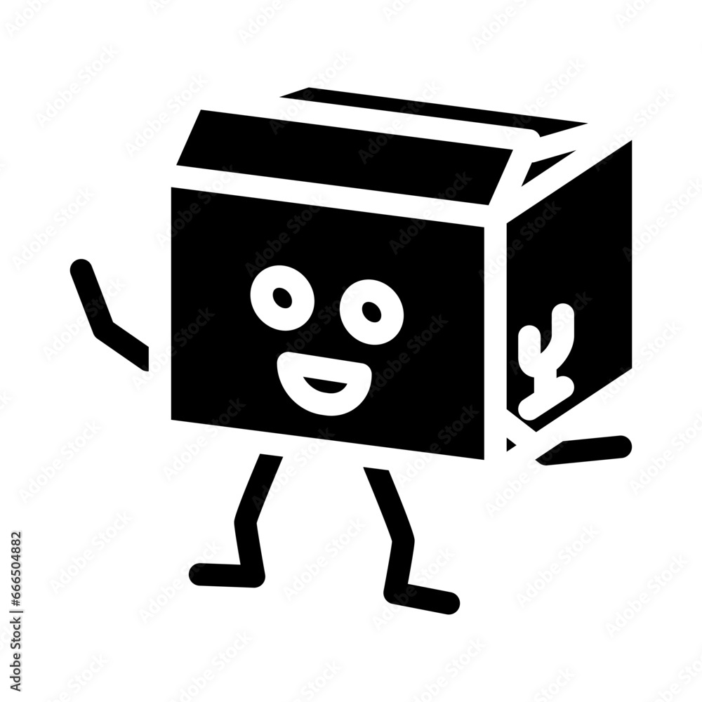 stand cardboard box character glyph icon vector. stand cardboard box character sign. isolated symbol illustration stand cardboard box character glyph icon vector. stand cardboard box character sign. isolated symbol illustration