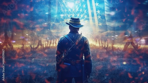 Fotografia civil war with america flag background