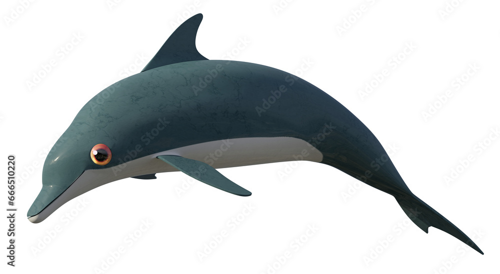 Fototapeta premium Dolphin cartoon jumping isolated on transparency background, 3D render
