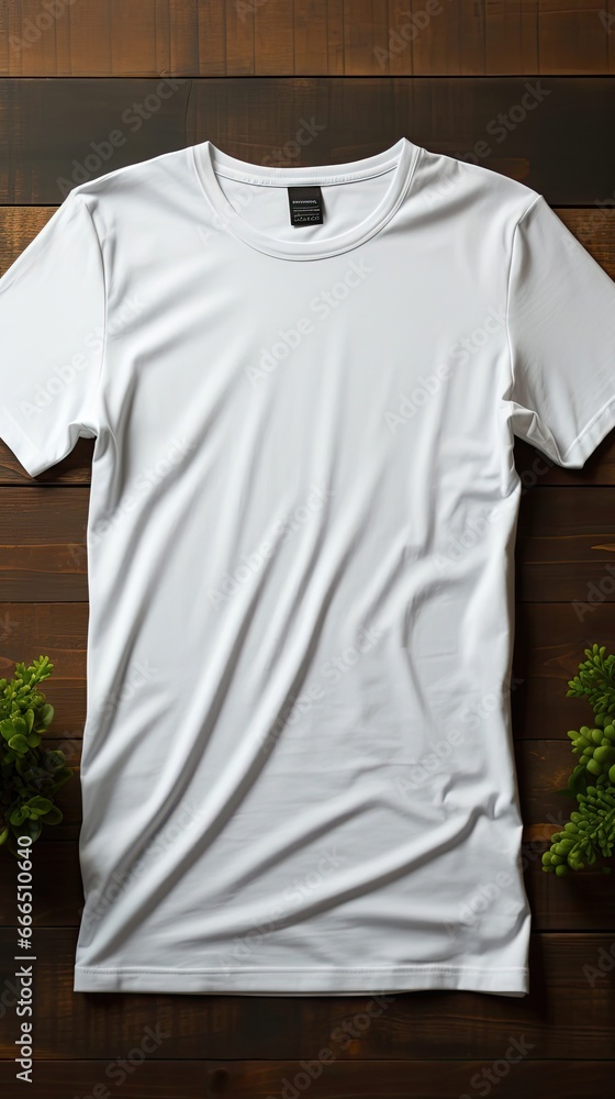 Mens white blank T-shirt template,from two sides, natural shape on invisible mannequin, for your design mockup for print. Mockup template design. Generative AI Mens white blank T-shirt template,from two sides, natural shape on invisible mannequin, for your design mockup for print. Mockup template design. Generative AI