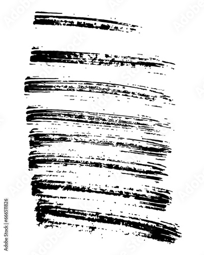 Grunge background, brushstroke.Abstract distress ink texture.Hand-drawn gouache paint strip,smear with roughness and scuffs.Art element for design.Isolated. Vector illustration