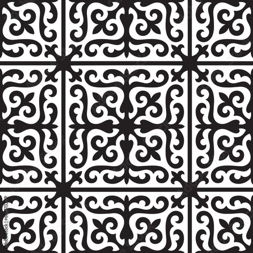 Kazakh ornaments. Seamless traditional carpet patterns of Kazakhs. Background, texture, design life of nomads. Ancient Turkic ornaments. Customs and traditions of Kazakhstan. Decorative art of nomads
