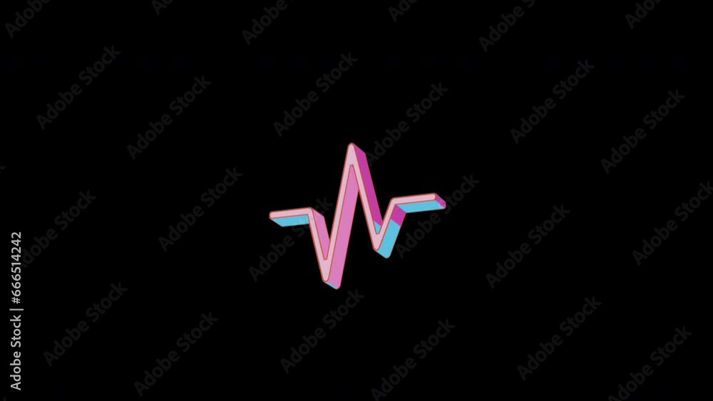 Bright heart rate icon is jumping merrily. Retro style. Alpha channel black. Looped from frame 120 to 240, Alpha BW at the end Bright heart rate icon is jumping merrily. Retro style. Alpha channel black. Looped from frame 120 to 240, Alpha BW at the end