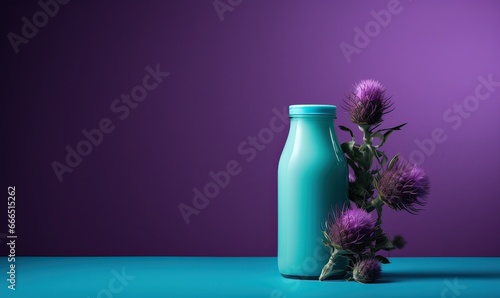 Ai spazio minimale con vaso e fiori fucsia 
