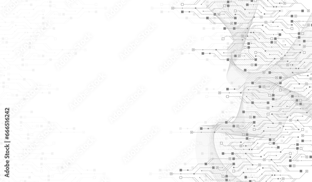 Quantum computer technologies concept. Futuristic blue circuit board background vector. Modern technology circuit board texture background design. Waves flow. Quantum explosion technology. Quantum computer technologies concept. Futuristic blue circuit board background vector. Modern technology circuit board texture background design. Waves flow. Quantum explosion technology.