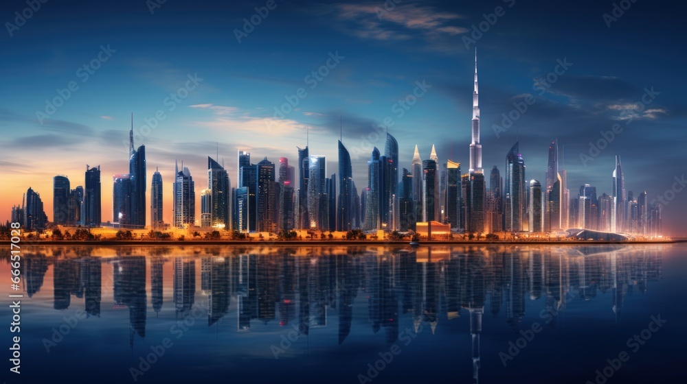 Beautiful looks over Dubai at night. Big buildings and incredible views.