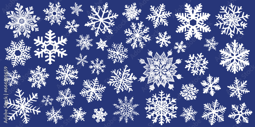Set of snowflakes, vector illustration, winter background Set of snowflakes, vector illustration, winter background