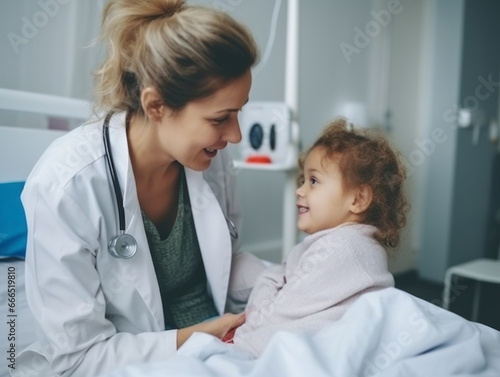 Children s doctors examine children s physical and psychological conditions in the hospital