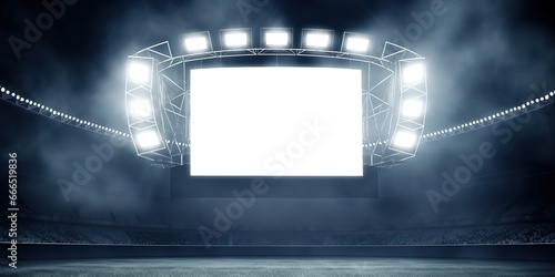 frame on stage for text topped with spotlights