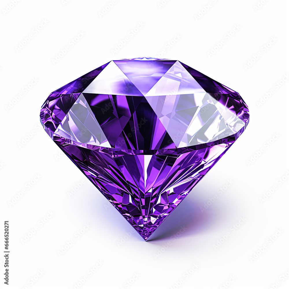 Purple Gem isolated on white background.Jewels or precious diamonds gem