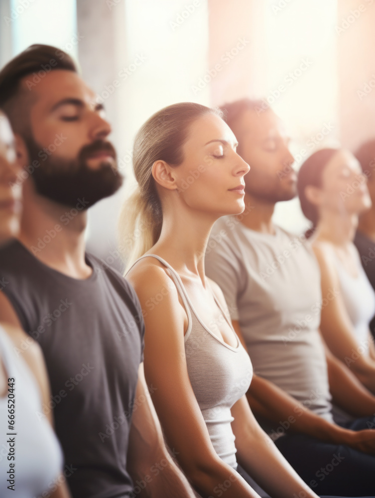 group people doing yoga