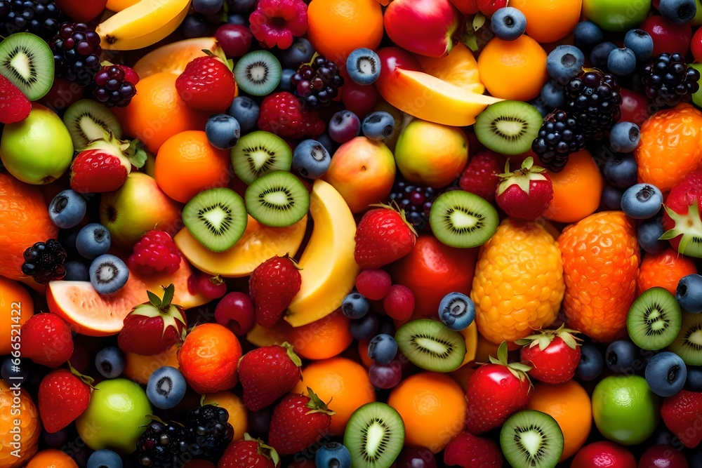 A colorful fruit salad, showcasing a variety of fresh fruits, ready to be enjoyed A colorful fruit salad, showcasing a variety of fresh fruits, ready to be enjoyed