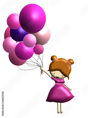 Baby - Girl with ballons - great for website, email, greeting card, presentation, postcard, book, t-shirt, sweatshirt, sticker, book, gift wrap, printables, banner, cricut, sublimation
 