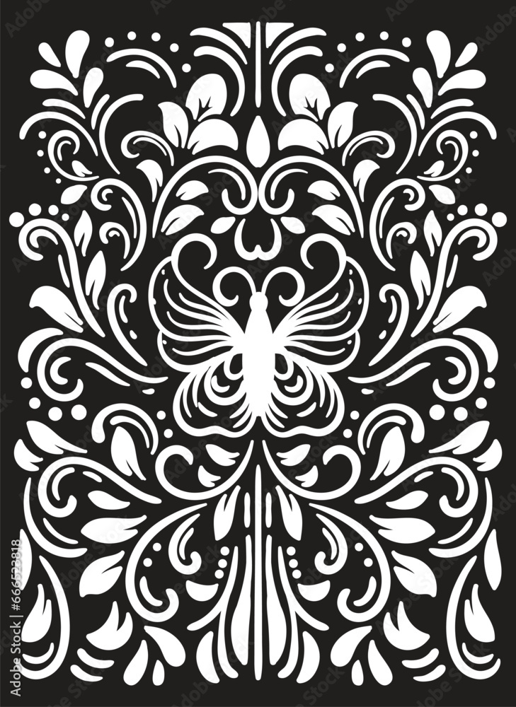 Floral Stencil Vector Illustration Design Background