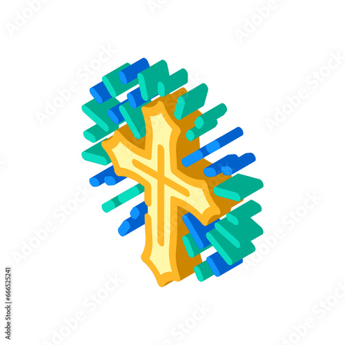 cross tattoo art vintage isometric icon vector. cross tattoo art vintage sign. isolated symbol illustration