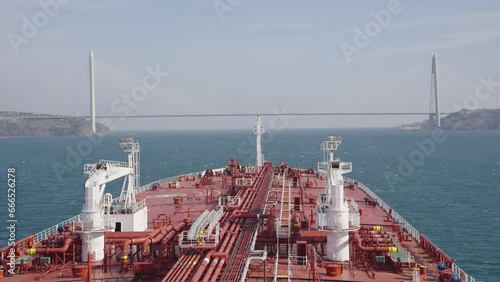 tanker ship crossing the Bosphorus straint, eye view, fg01 photo