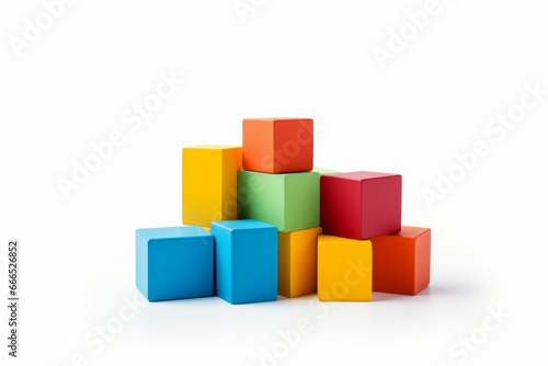 Colorful blocks isolated on white game. Pieces stack play vibrant. Generate Ai