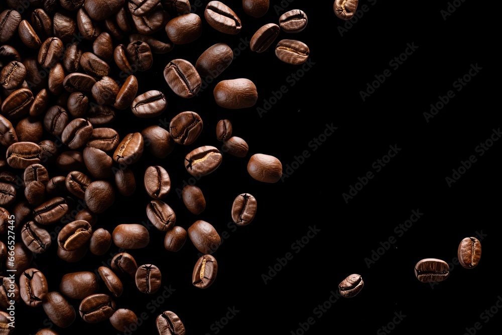 Coffee beans falling on white background Concept for coffee advertising Coffee beans falling on white background Concept for coffee advertising