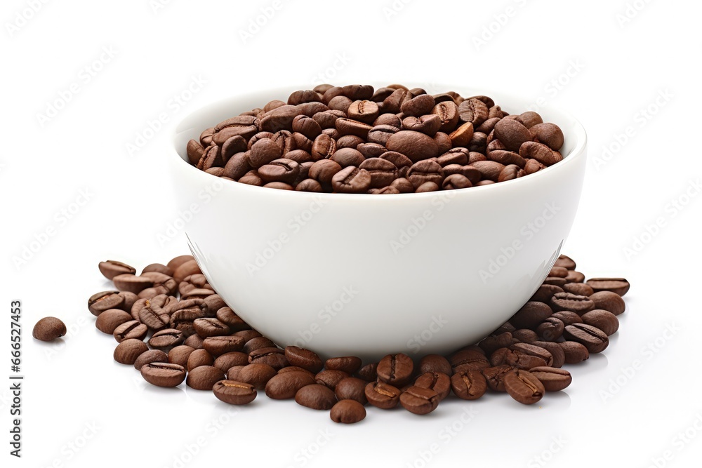 Fototapeta premium Coffee beans in white isolated cup