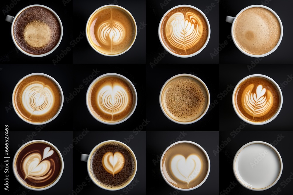 Coffee cup collection assorted shapes with sign isolated on white including clipping path for saving Coffee cup collection assorted shapes with sign isolated on white including clipping path for saving