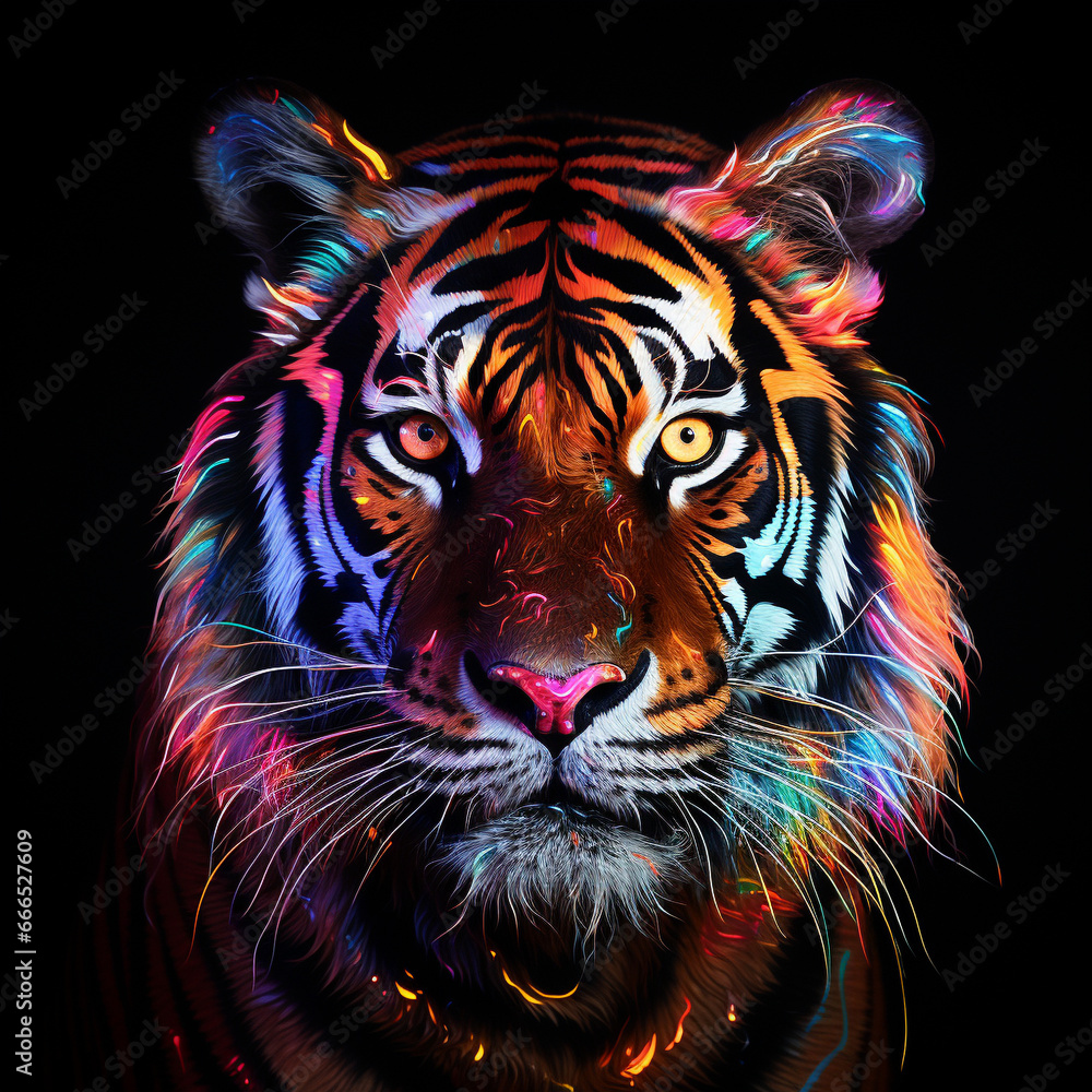 Portrait of tiger neon generated by ai Portrait of tiger neon generated by ai