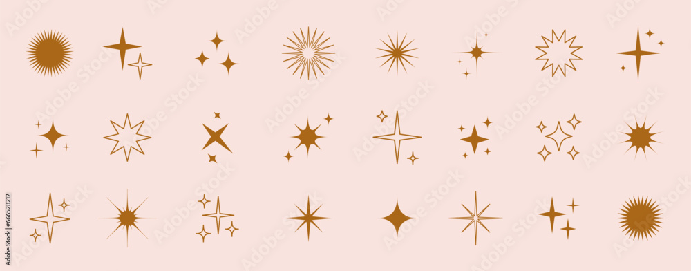 Sparkle icons collection. Set of star shapes. Abstract shine symbols, Y2k elements. Perfect for design posters, projects, banners, logo. Vector illustration. Sparkle icons collection. Set of star shapes. Abstract shine symbols, Y2k elements. Perfect for design posters, projects, banners, logo. Vector illustration.