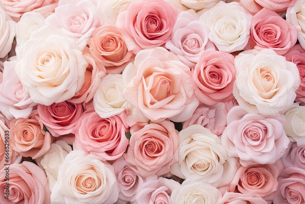 Blooming roses on a floral card with a pastel and soft background Blooming roses on a floral card with a pastel and soft background