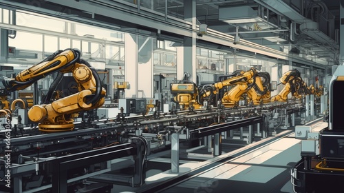 An automated assembly line in a high-tech manufacturing plant, churning out precision-engineered components