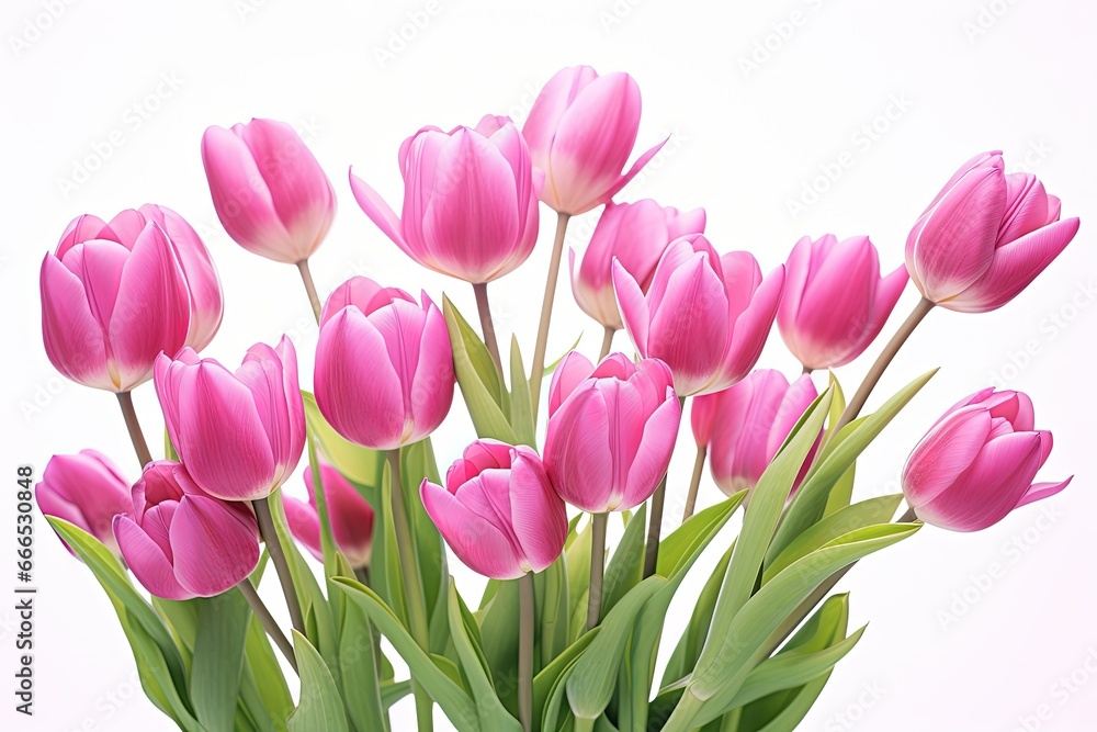 Fuchsia tulips isolated on white background