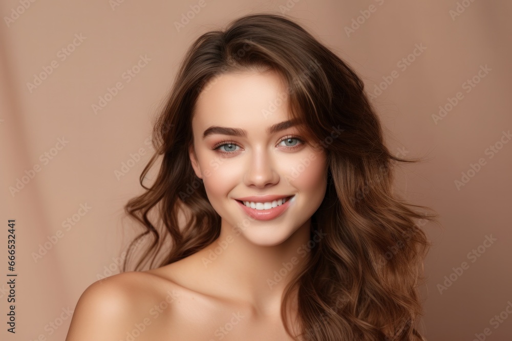 Close-up portrait of yong woman casual portrait of aucasian Asian, african american portrait woman on pastel background , Generative AI Close-up portrait of yong woman casual portrait of aucasian Asian, african american portrait woman on pastel background , Generative AI