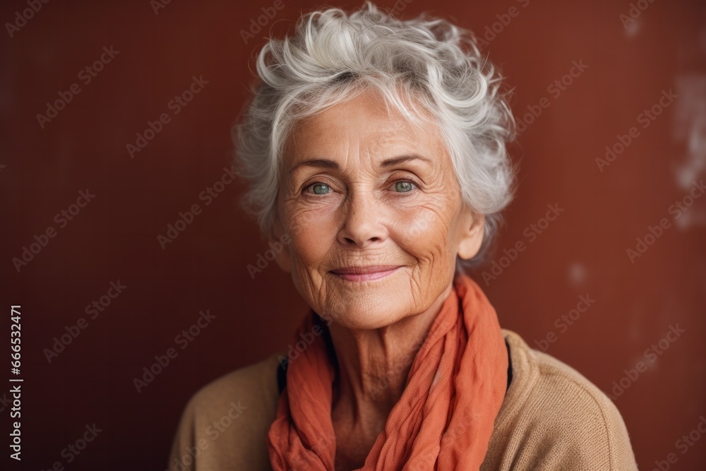 Close-up portrait of elderly woman casual portrait of aucasian Asian portrait woman on pastel background , Generative AI Close-up portrait of elderly woman casual portrait of aucasian Asian portrait woman on pastel background , Generative AI