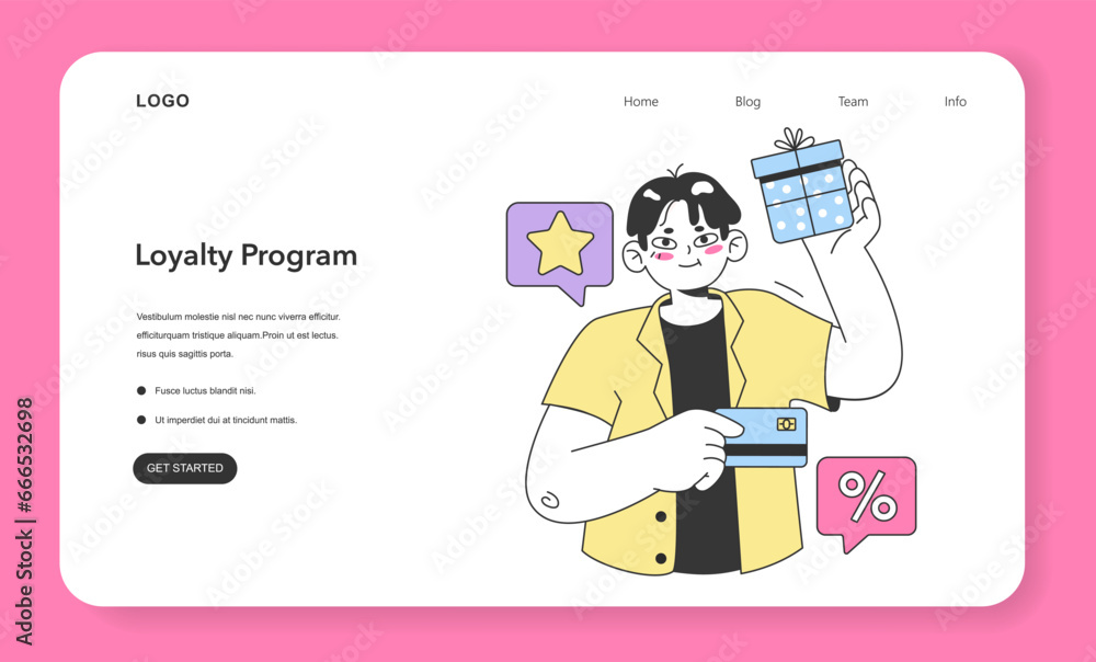 Loyalty program web banner or landing page. Commercial Loyalty program web banner or landing page. Commercial