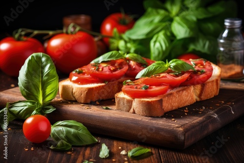 Italian vegetarian sandwiches with tomato basil and healthy ingredients