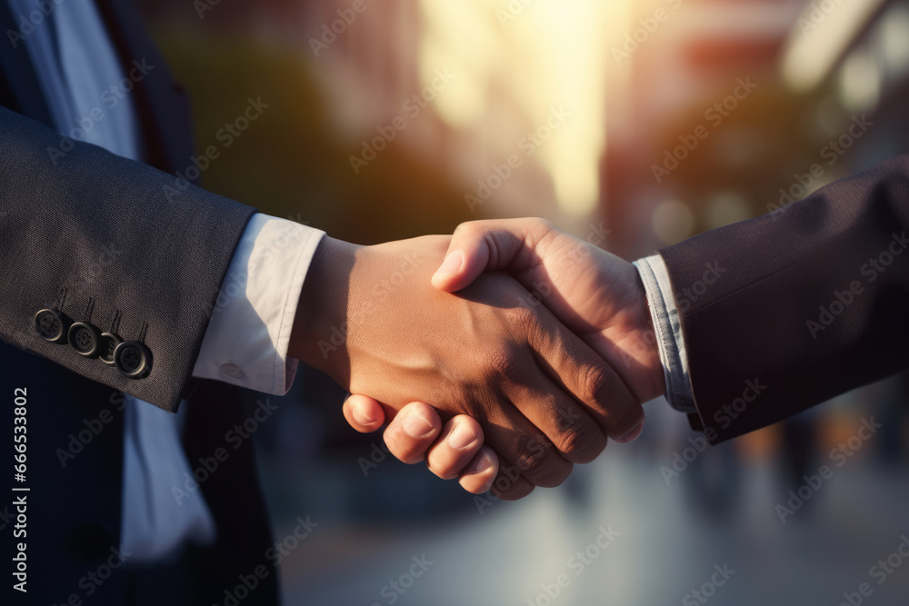 Businessmen handshake, partnership concept, business ethics