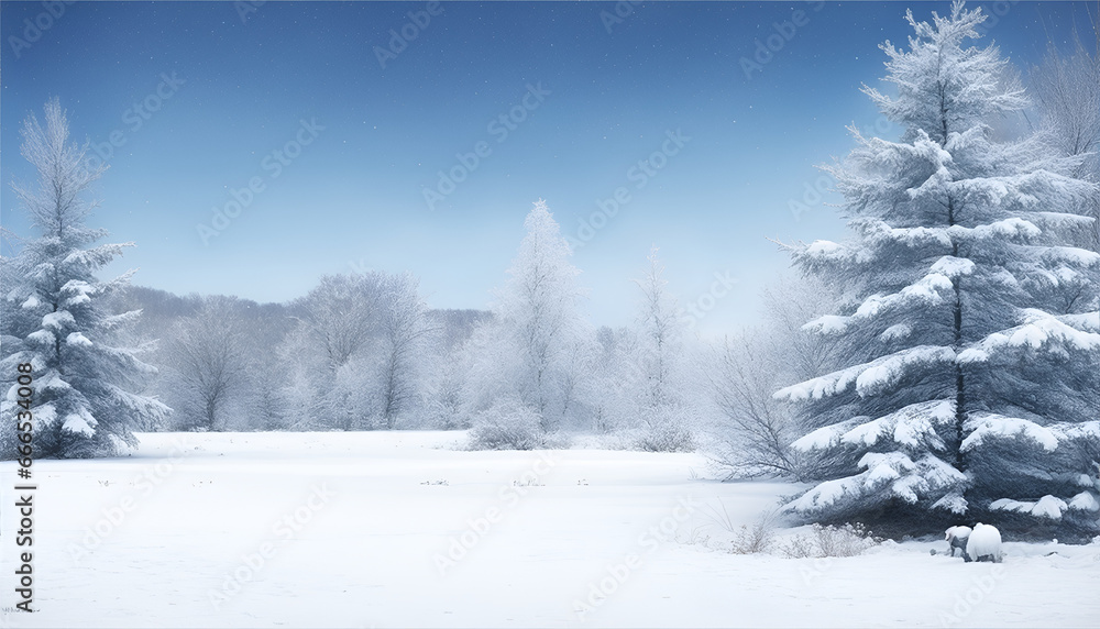 The winter mountains landscape, winter landscape with snow and trees