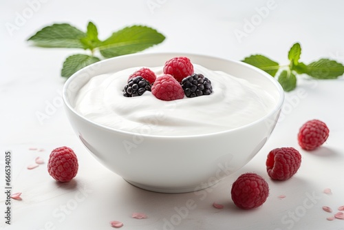 Organic Greek yogurt in a bowl for homemade healthy breakfast recipes