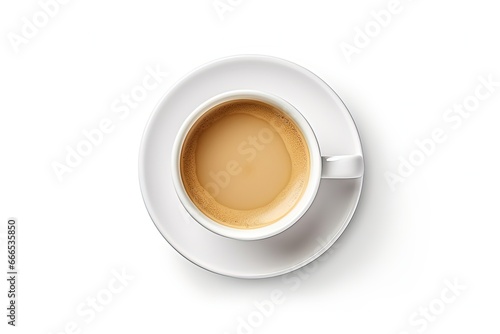 Top view of a coffee cup isolated on white background with clipping path