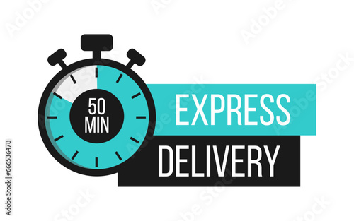 Express Delivery. Stopwatch. Online express delivery service, online order tracking. Vector illustration