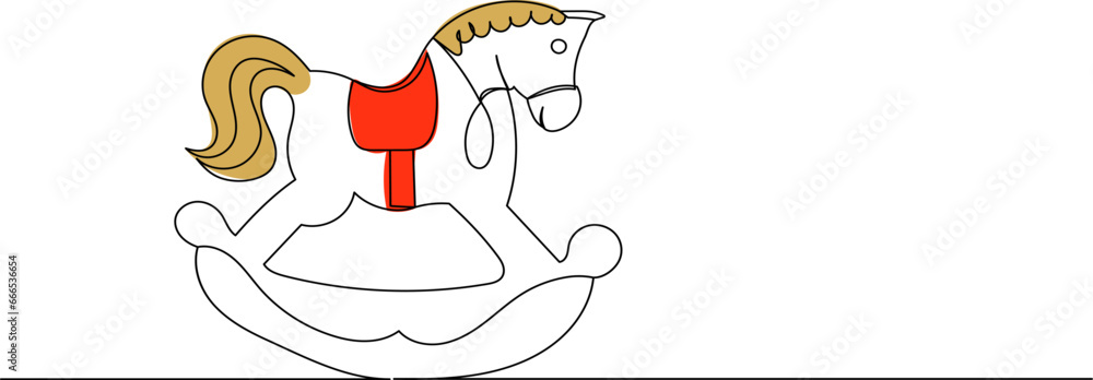 children's toy horse continuous line drawing, isolated vector children's toy horse continuous line drawing, isolated vector