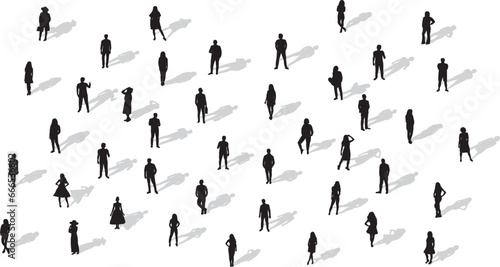 silhouette people with shadow on a white background isolated vector