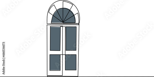 doors continuous line drawing, isolated vector