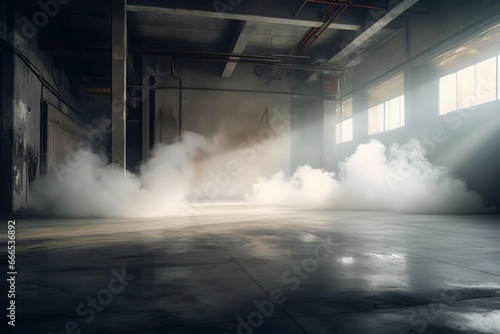 Concrete smoke floor background. Cement art floor dark cloud. Generate AI