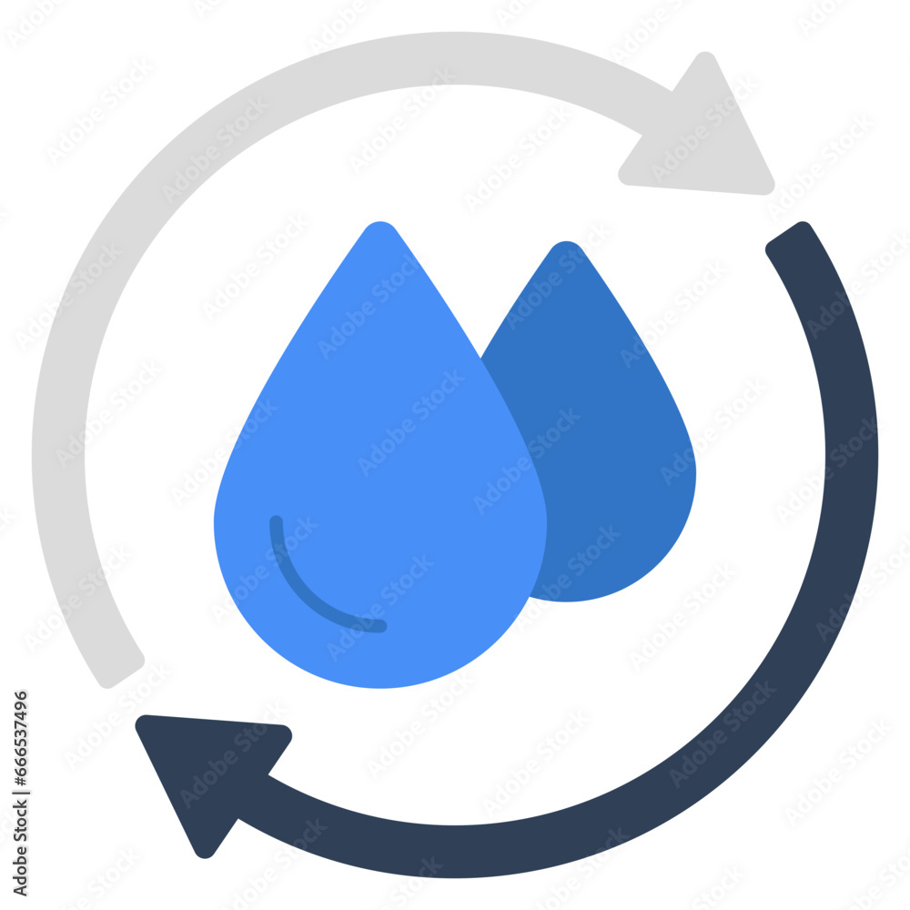 Conceptual flat design icon of water recycling Conceptual flat design icon of water recycling