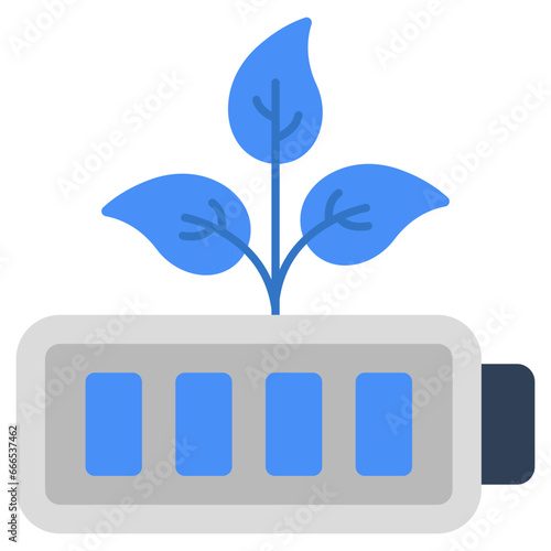 A flat design icon of mobile eco battery