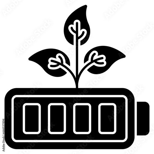 A flat design icon of mobile eco battery