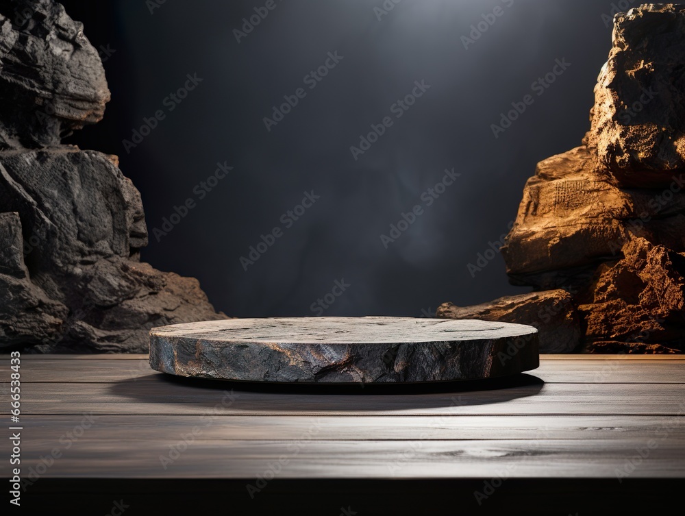 natural stone podium for product display mockup background