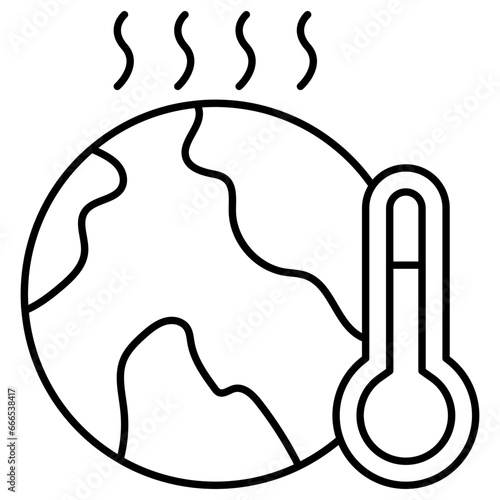 Thermometer with globe denoting concept of global temperature 