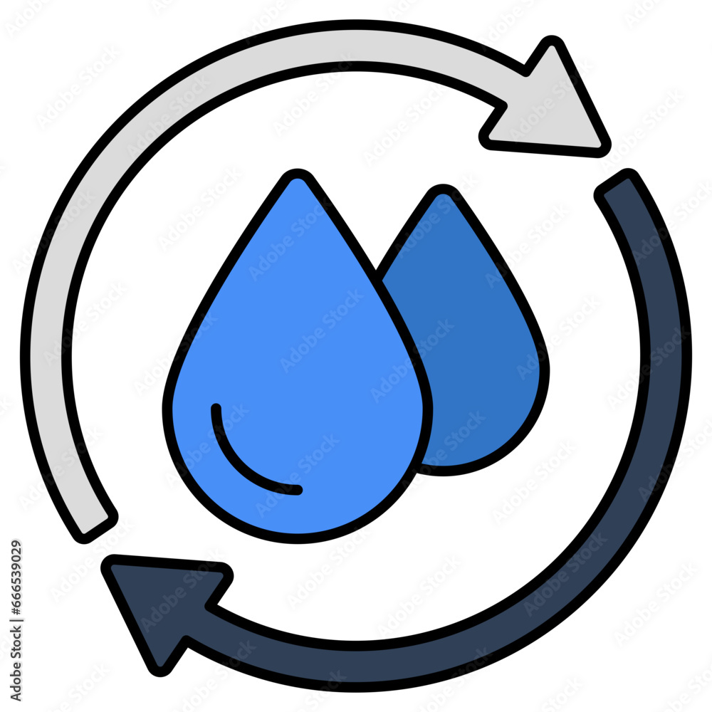 Conceptual flat design icon of water recycling Conceptual flat design icon of water recycling