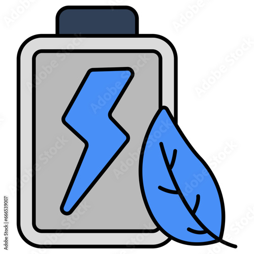 A flat design icon of eco battery